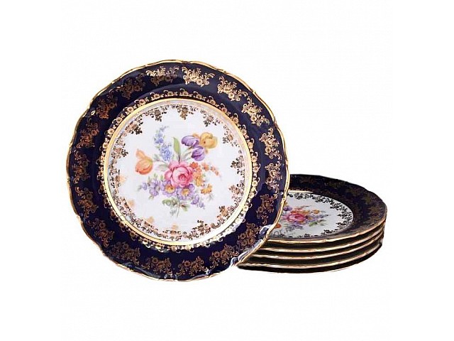 Набор тарелок 19 см Констанция Кобальт Полевой цветок Thun
