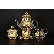 Чайный сервиз Bohemia на 6 персон 15 предметов Smalt золото И-В