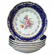 Набор салатников 19 см Констанция Кобальт Полевой цветок Thun 6 шт