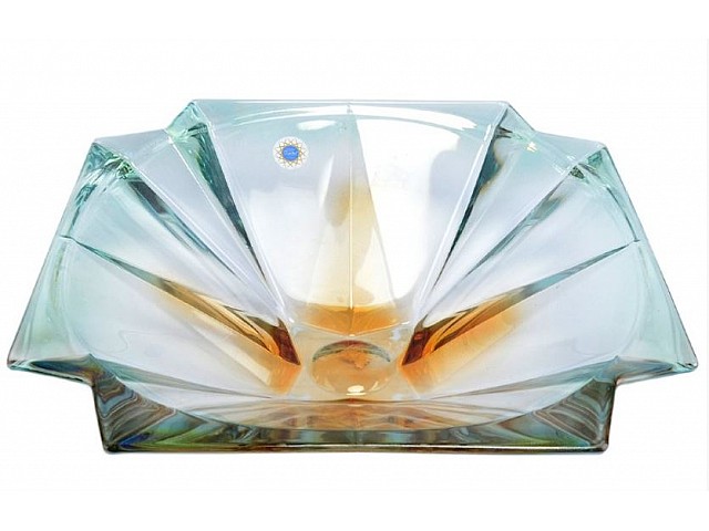 Фруктовница зеленая Bohemia Gold Metropolitan 33 см