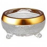 Конфетница тройножка 20 см Crystal heart Золотые полосы