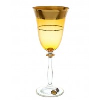 Набор бокалов для вина Star Crystal Смальта Анжела Янтарный 250мл 6 шт