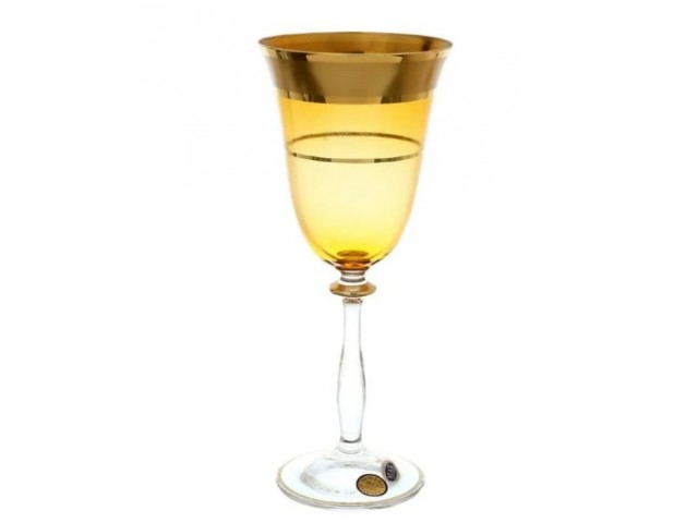 Набор бокалов для вина Star Crystal Смальта Анжела Янтарный 250мл 6 шт