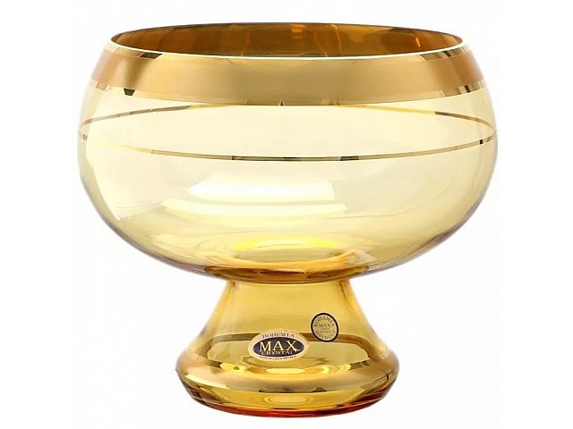 Конфетница на ножке 20 см Star Crystal желтая 33274