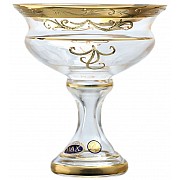 Ваза для конфет 16 см Star Crystal Золотые узоры прозрачная