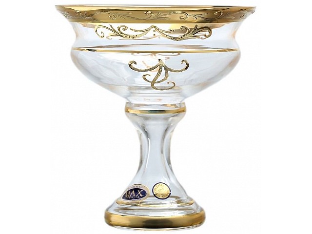 Ваза для конфет 16 см Star Crystal Золотые узоры прозрачная