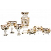 Набор ваза для цветов и 6 конфетниц Star Crystal Золотые цветы