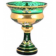 Конфетница 13 см Лепка зеленая Star Crystal золотые полосы