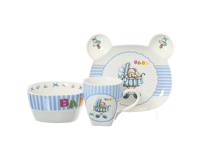 Детский набор посуды Baby Royal Classics голубой 3 предмета