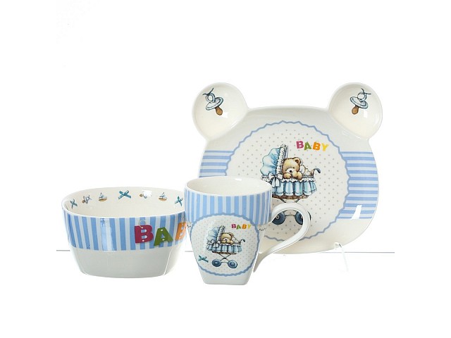 Детский набор посуды Baby Royal Classics синий 3 предмета