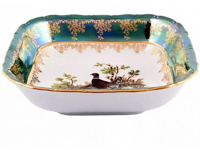 Салатник квадратный 25 см Охота зеленая Корона