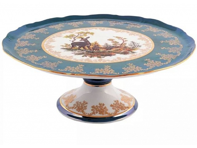 Тортница 32 см на ножке Охота зеленая Корона