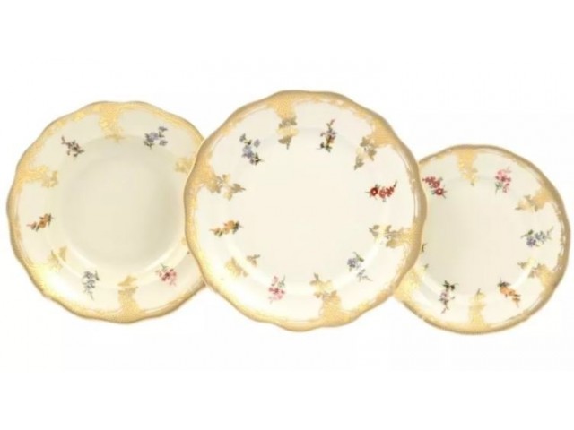Набор тарелок Carlsbad Мария Луиза Полевые цветы Слоновая кость 18 шт