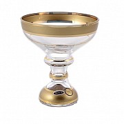 Конфетница на ножке 20 см Золотые полосы прозрачная Star Crystal