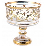 Конфетница 20 см Star Crystal Золотые узоры прозрачная