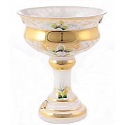 Конфетница на высокой ножке 13 см Лепка белая Star Crystal 37921