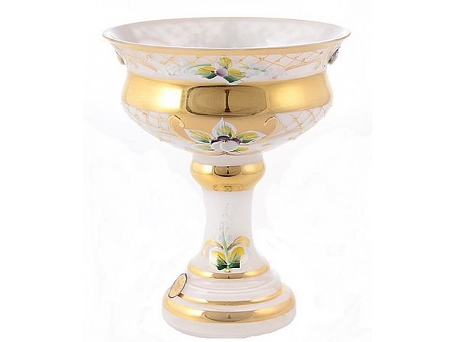 Конфетница на высокой ножке 13 см Лепка белая Star Crystal 37921