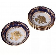 Набор салатников 16 см Офелия Золотая роза Кобальт Мелкий узор MZ 6 шт