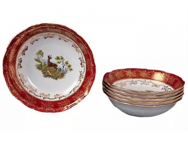 Набор салатников 16 см Магнолия Охота Красная MZ 6 шт