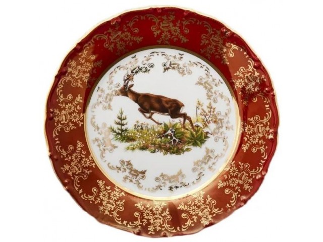Набор тарелок 19 см Магнолия Охота Красная MZ 6 шт