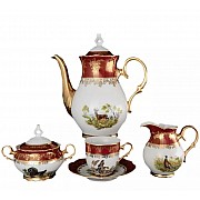 Кофейный сервиз Магнолия Охота Красная MZ на 6 персон