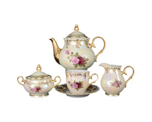 Чайный сервиз Офелия Роза перламутр MZ на 6 персон