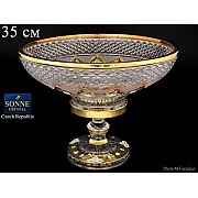 Хрустальная ваза для фруктов на ножке Sonne Crystal Золото 35 см