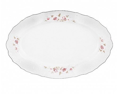 Блюдо овальное 39 см Бернадотт Серая роза платина