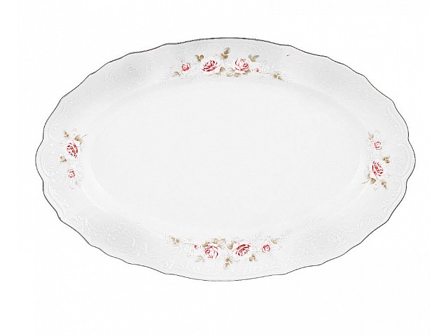 Блюдо овальное 39 см Бернадотт Серая роза платина