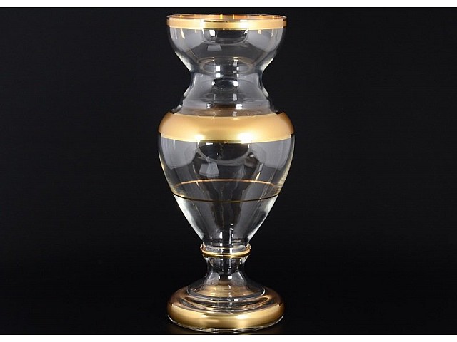 Ваза для цветов 40 см Star Crystal прозрачная с золотом