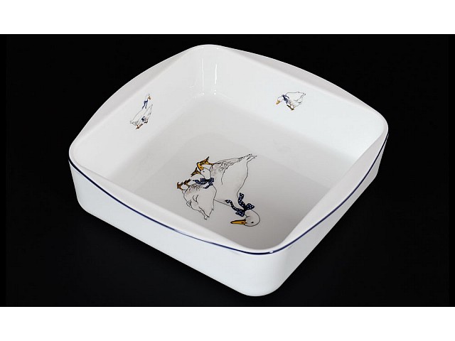 Салатник квадратный 20 см Гуси