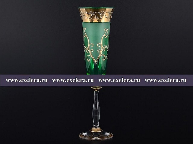 Набор фужеров под шампанское 190 мл зеленый 6 шт Анжела Crystalite Bohemia