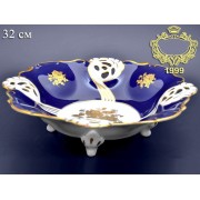 Фруктовница (Барбарина) 32 см Анжелика Золотая Роза Кобальт Отводка золото MZ