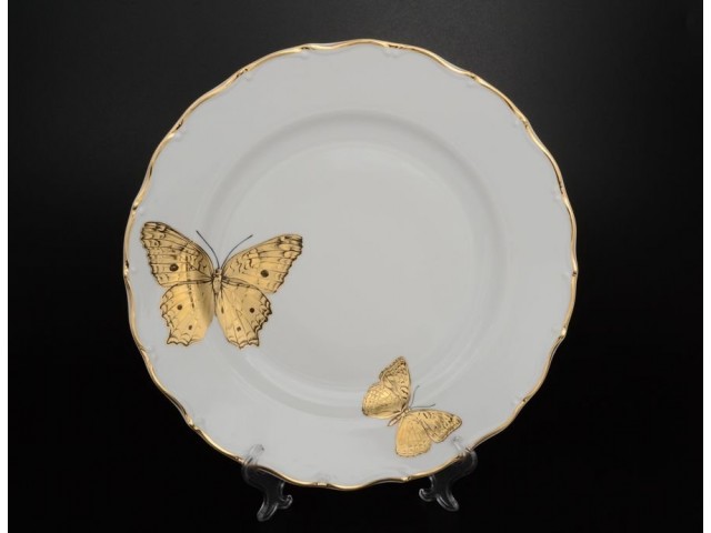 Блюдо круглое 30 см Магнолия Золотые бабочки MZ