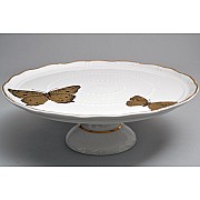 Тарелка для торта на ножке 30 см Магнолия Золотые бабочки MZ