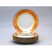 Набор тарелок 19 см Магнолия Золотая полоса Янтарь MZ 6 шт