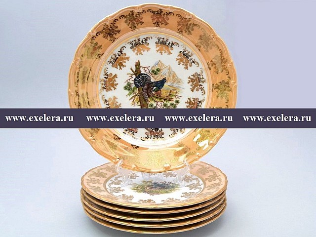 Набор тарелок 25 см Магнолия Охота Бежевая MZ 6 шт
