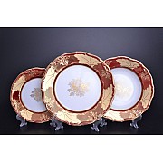 Набор тарелок Мария Луиза Кленовый лист Красный Carlsbad на 6 персон 18 шт