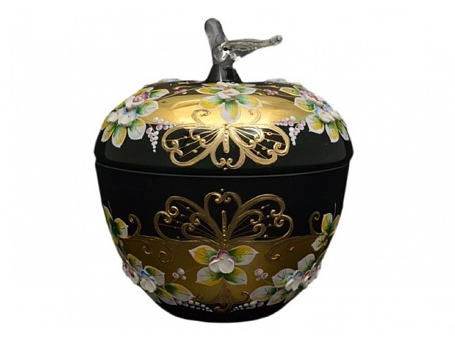 Конфетница с крышкой 10 см Bohemia Лепка Зеленая E-V