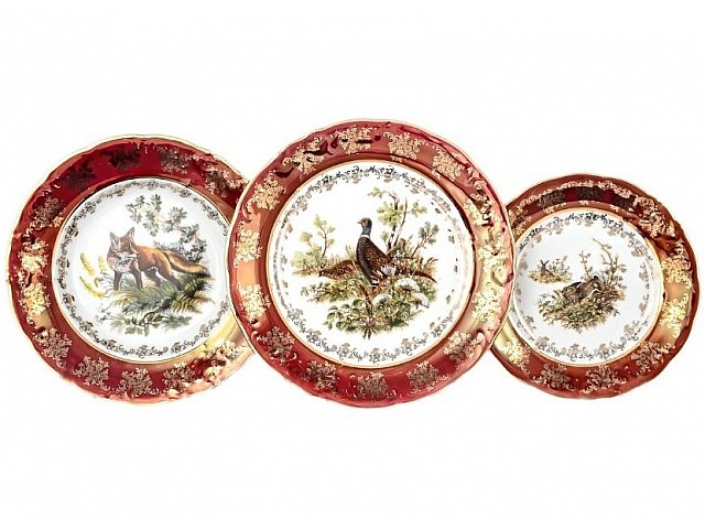Набор тарелок Фредерика Охота Красная Carlsbad на 6 персон 18 шт