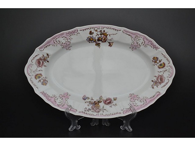 Блюдо овальное 34 см Бернадотт Розовый цветок