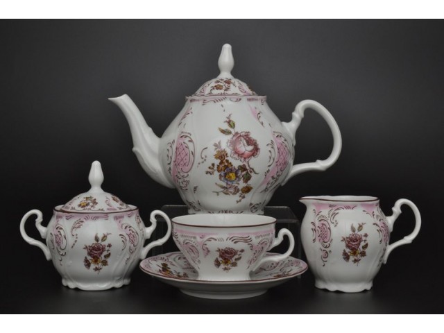 Чайный сервиз Розовый цветок Bernadotte на 6 персон 15 предметов
