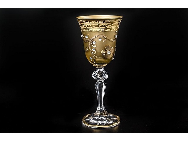 Набор рюмок для водки Bohemia Рельеф стразы Кристина фон золотой