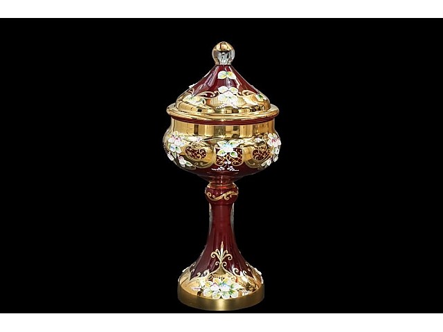 Конфетница с крышкой 40 см Bohemia Лепка Красная E-V