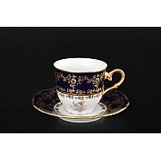 Набор кофейных пар 170 мл Офелия Полевой цветок Кобальт MZ (6 пар)