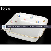 Салатник квадратный 16 см Офелия Мелкие цветы отводка золото MZ