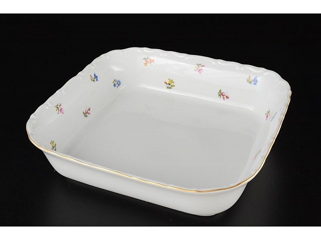 Салатник квадратный 24 см Офелия Мелкие цветы отводка золото MZ