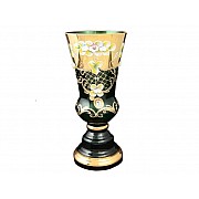 Ваза для цветов на ножке Bohemia Лепка зелёная 30см