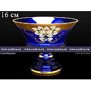 Конфетница на ножке 16 см Bohemia Лепка Синяя B-L