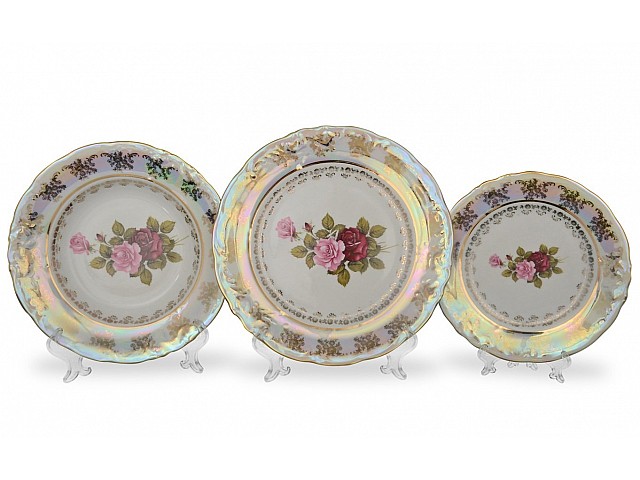 Набор тарелок Фредерика Роза перламутр Carlsbad на 6 персон 18 шт на 6 персон